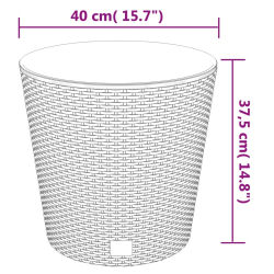 Donica z pojemnikiem wewnętrznym, antracyt, 35/37,5L, rattan PP