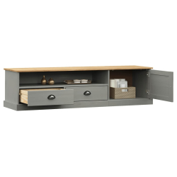 Szafka pod TV VIGO, szara, 156x40x40 cm, lite drewno sosnowe