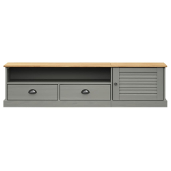 Szafka pod TV VIGO, szara, 156x40x40 cm, lite drewno sosnowe