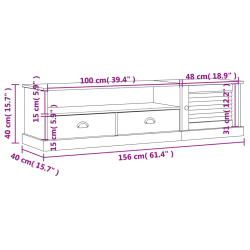 Szafka pod TV VIGO, biała, 156x40x40 cm, lite drewno sosnowe