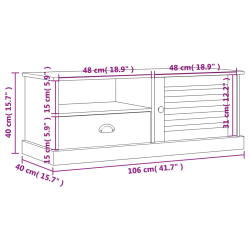 Szafka pod TV VIGO, 106x40x40 cm, lite drewno sosnowe