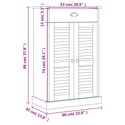 Szafka na buty VIGO, 60x35x96 cm, lite drewno sosnowe