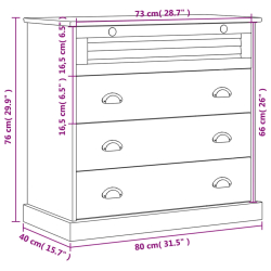 Komoda VIGO, szara, 80x40x76 cm, lite drewno sosnowe