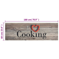 Dywanik kuchenny, wzór z napisem Cooking, szary, 60x180 cm