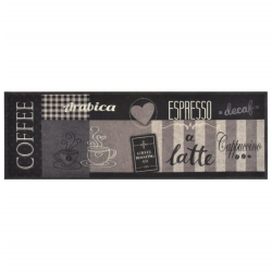 Dywanik kuchenny, wzór z motywem Coffee, czarny, 60x180 cm
