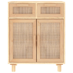 Szafka, brązowa, 60x30x75 cm, lita sosna i naturalny rattan