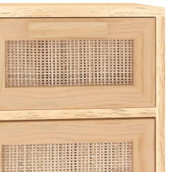 Szafka, brązowa, 60x30x75 cm, lita sosna i naturalny rattan