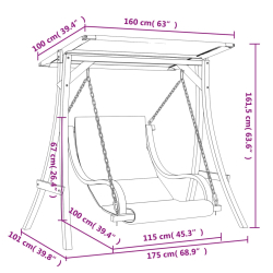 Huśtawka z poduszką i zadaszeniem, lite drewno świerkowe