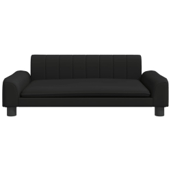 Sofa dla dzieci, czarna, 90x53x30 cm, sztuczna skóra