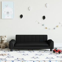 Sofa dla dzieci, czarna, 90x53x30 cm, sztuczna skóra