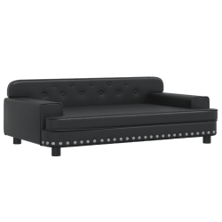 Sofa dla dzieci, czarna, 90x53x30 cm, sztuczna skóra