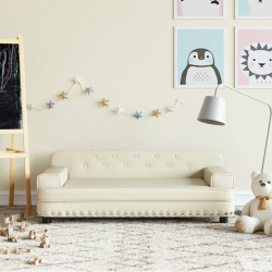 Sofa dla dzieci, kremowa, 90x53x30 cm, sztuczna skóra