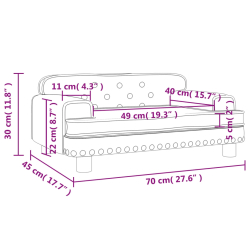 Sofa dla dzieci, kremowa, 70x45x30 cm, aksamit