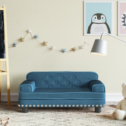 Sofa dla dzieci, niebieska, 70x45x30 cm, aksamit