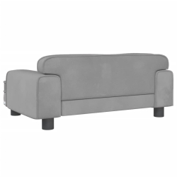 Sofa dla dzieci, jasnoszara, 70x45x30 cm, aksamit