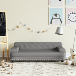 Sofa dla dzieci, szara, 90x53x30 cm, sztuczna skóra