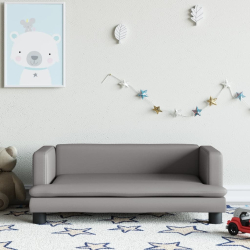 Sofa dla dzieci, szara, 80x45x30 cm, sztuczna skóra