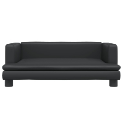Sofa dla dzieci, czarna, 80x45x30 cm, sztuczna skóra