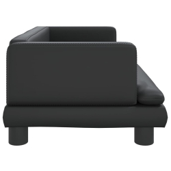 Sofa dla dzieci, czarna, 80x45x30 cm, sztuczna skóra