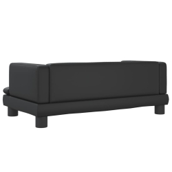 Sofa dla dzieci, czarna, 80x45x30 cm, sztuczna skóra