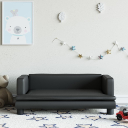 Sofa dla dzieci, czarna, 80x45x30 cm, sztuczna skóra