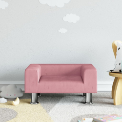 Sofa dla dzieci, różowa, 50x40x26,5 cm, aksamitna