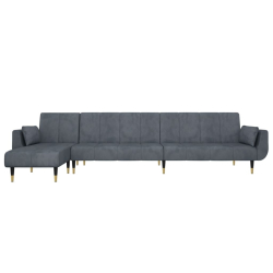 Sofa rozkładana L, ciemnoszara, 275x140x70 cm, aksamit