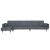 Sofa rozkładana L, ciemnoszara, 275x140x70 cm, aksamit