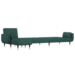 Sofa rozkładana L, ciemnozielona, 275x140x70 cm, aksamit