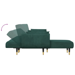 Sofa rozkładana L, ciemnozielona, 275x140x70 cm, aksamit