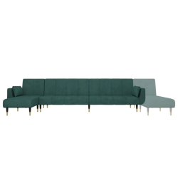 Sofa rozkładana L, ciemnozielona, 275x140x70 cm, aksamit
