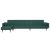 Sofa rozkładana L, ciemnozielona, 275x140x70 cm, aksamit