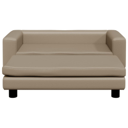 Sofa dziecięca z podnóżkiem, cappuccino, 100x50x30 cm, ekoskóra