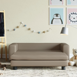 Sofa dziecięca z podnóżkiem, cappuccino, 100x50x30 cm, ekoskóra