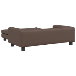 Sofa dziecięca z podnóżkiem, brązowa, 100x50x30 cm, ekoskóra