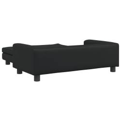Sofa dziecięca z podnóżkiem, czarna, 100x50x30 cm, ekoskóra