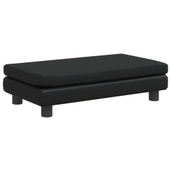 Sofa dziecięca z podnóżkiem, czarna, 100x50x30 cm, ekoskóra