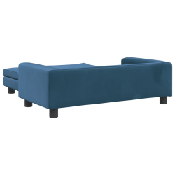 Sofa dziecięca z podnóżkiem, niebieska, 100x50x30 cm, aksamit
