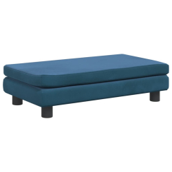 Sofa dziecięca z podnóżkiem, niebieska, 100x50x30 cm, aksamit