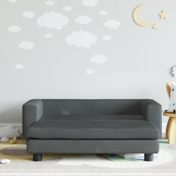 Sofa dziecięca z podnóżkiem, ciemnoszara, 100x50x30 cm, aksamit