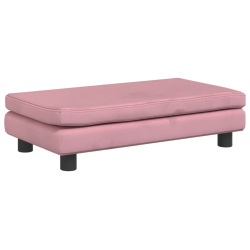 Sofa dziecięca z podnóżkiem, różowa, 100x50x30 cm, aksamit