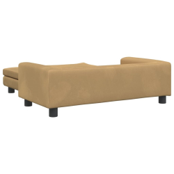 Sofa dziecięca z podnóżkiem, brązowa, 100x50x30 cm, aksamit