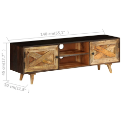 Szafka pod telewizor, lite drewno mango, 140 x 30 x 45 cm