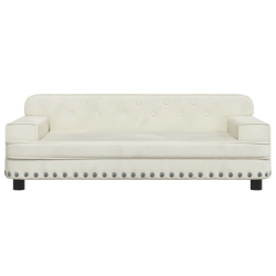 Sofa dla dzieci, kremowa, 90x53x30 cm, aksamit
