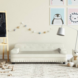 Sofa dla dzieci, kremowa, 90x53x30 cm, aksamit