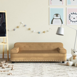 Sofa dla dzieci, brązowa, 90x53x30 cm, aksamit