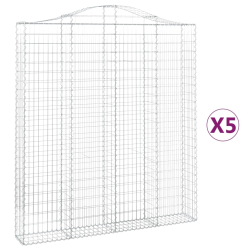 Kosze gabionowe, 5 szt, 200x30x220/240 cm, galwanizowane żelazo