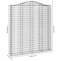 Kosze gabionowe, 5 szt, 200x30x220/240 cm, galwanizowane żelazo
