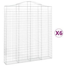 Kosze gabionowe, 6 szt, 200x30x220/240 cm, galwanizowane żelazo