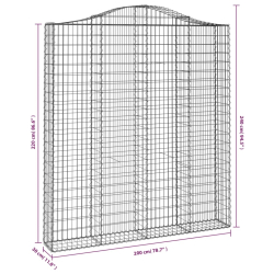 Kosze gabionowe, 4 szt, 200x30x220/240 cm, galwanizowane żelazo